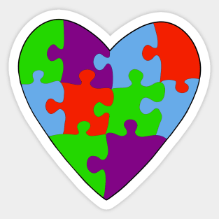 Asperger's Syndrome Heart Colorful Puzzle Sticker